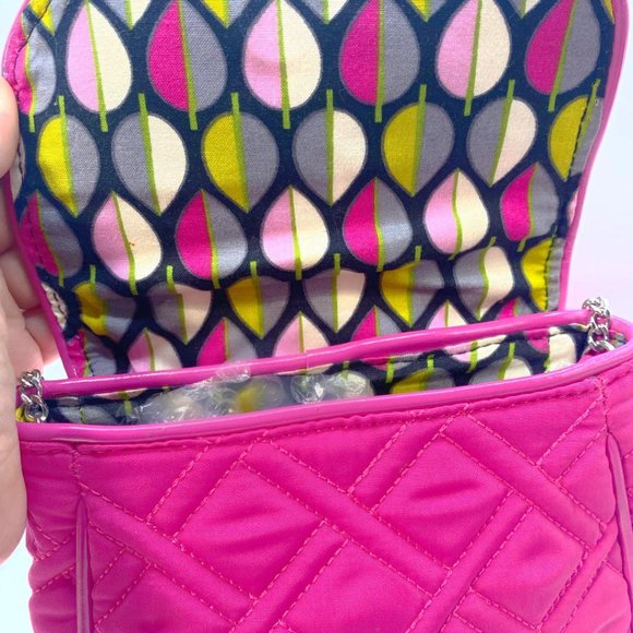 Vera Bradley Fuchsia Pink Quilted Choice of One Shoulder Chain Crossbody Purse - Picture 6 of 7